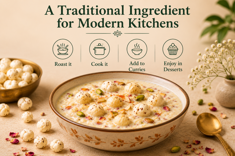 Culinary ideas with Farm & Me Mithila Makhana - Kheer and roasted snacks